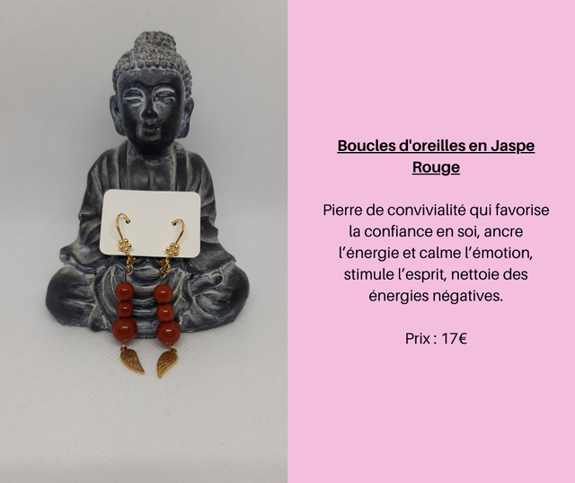 95- Boucles d'Oreilles en Jaspe Rouge