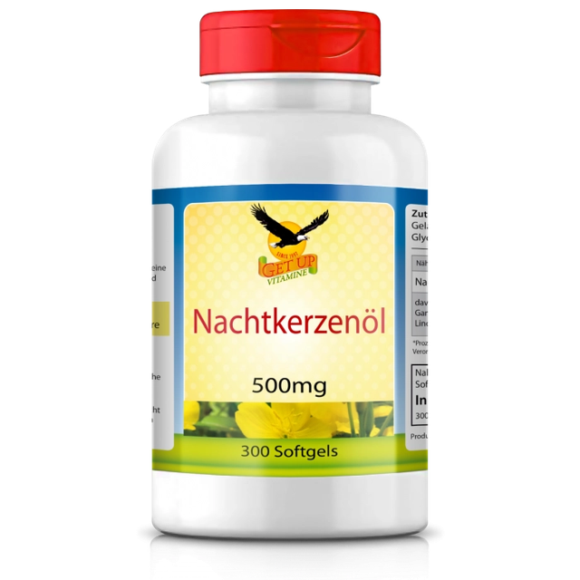 Get UP - Nachtkerzenöl (Vitamin F) 500mg, 300 Weichkapseln