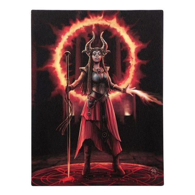 19x25cm Fire Element Sorceress Canvas Plaque By Anne Stokes