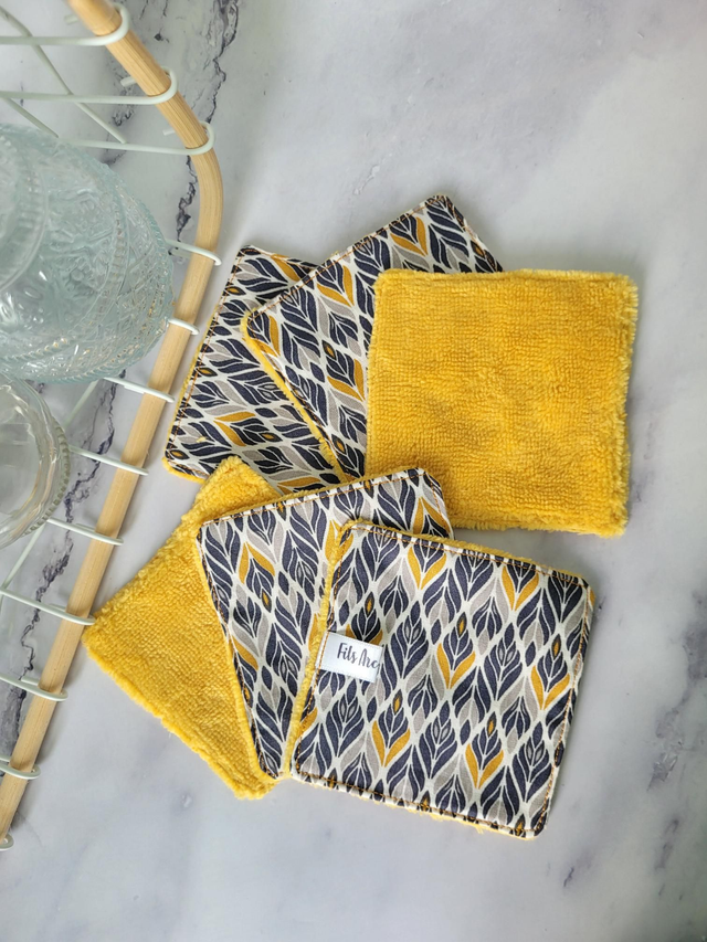 Lingettes Feuilles moutarde/marine 
