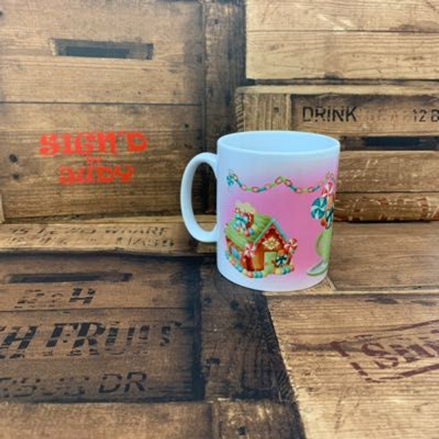 Pink Gingerbread House Mug