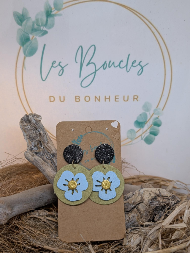 Moon fleur vert bleu  mf010