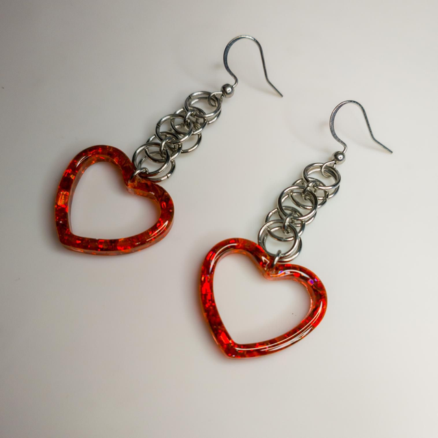 Pendientes de Corazón Rojo