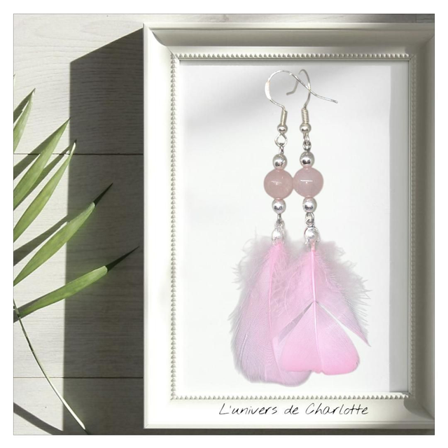Boucles d'oreilles "Quartz rose" BO-012