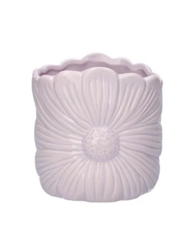 Maceta flor rosa lila