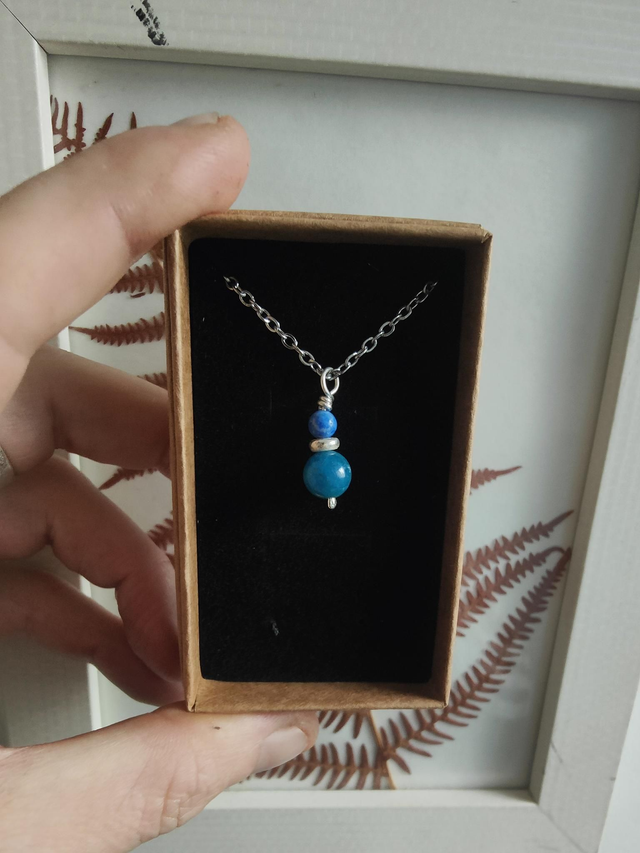 Pendentif "Harmonie" double Lapis Lazuli Apatite Argent 925