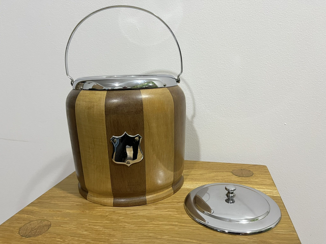 Mid-Century Vintage Wood Ice or Biscuits Bucket.
