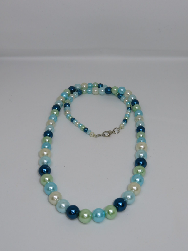 Collier en perle de verre mix bleu