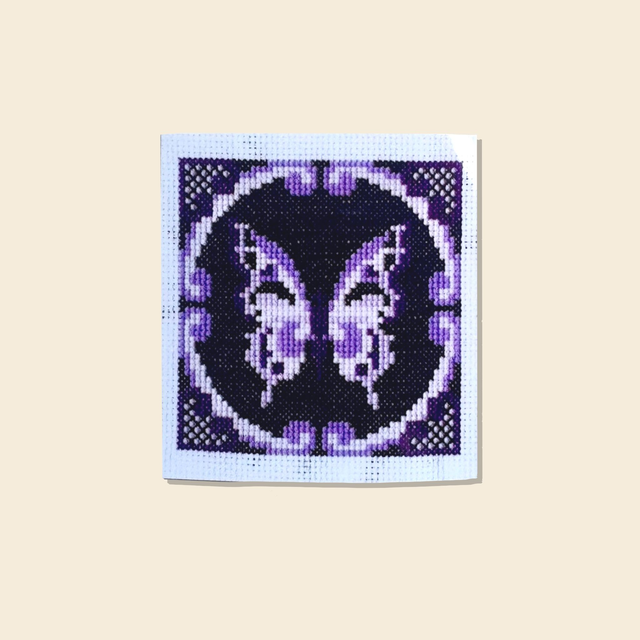 Purple Butterfly Cross-Stitch Sticker