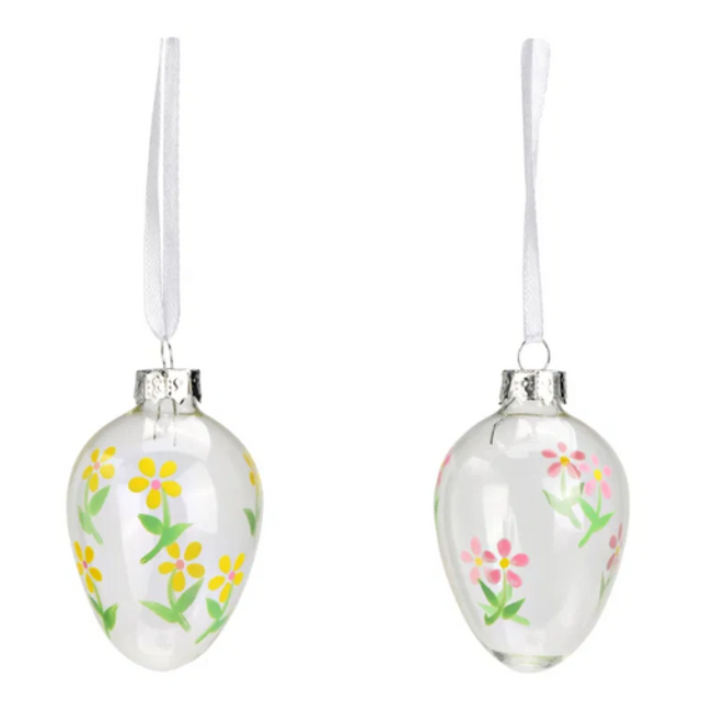 Ostereier aus Glas Gelb/Rosa