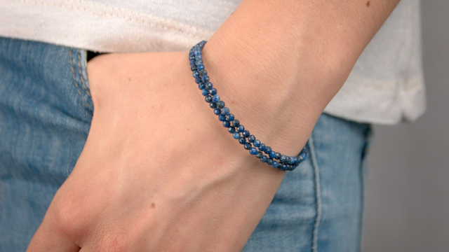 Bracelet double rang lapis lazuli ou grenat facetté