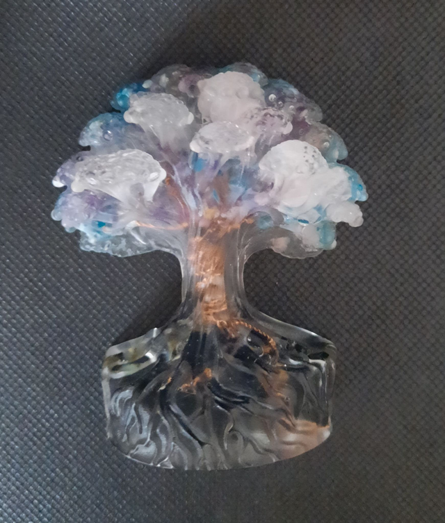 Arbre décoration Apatite bleue/ Améthyste/ Labradorite / Quartz rose / Tourmaline noire / Sélénite