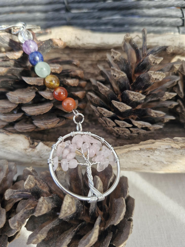 Rose quartz chakra keyring