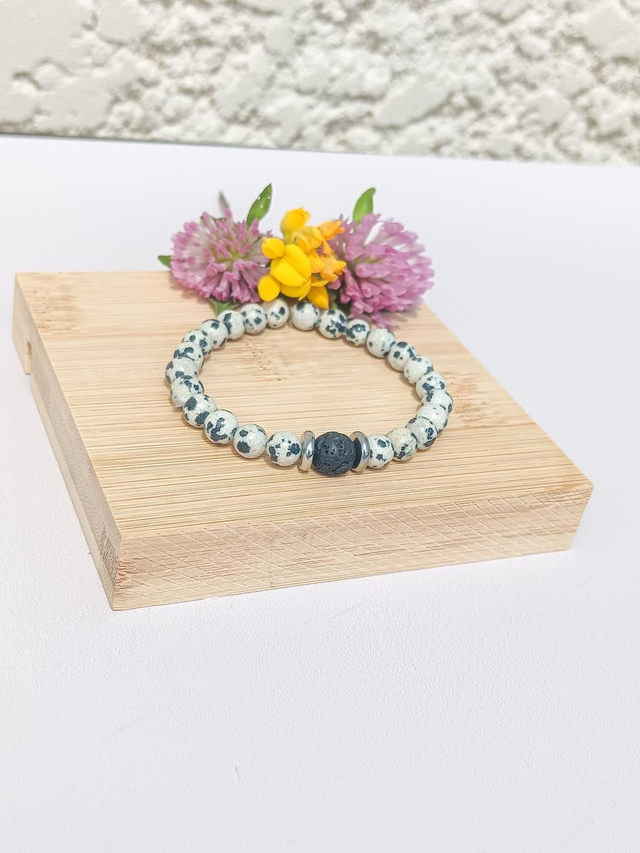Bracelet en Jaspe Dalmatien – Joie & Protection