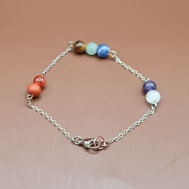 Bracelet 7 Chakras doré, sans mini perle, en 3 parties éloignées