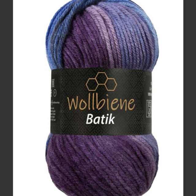 Wollbiene Batik Fine violet, bleu baie fil 🧶 dégradée 100gr