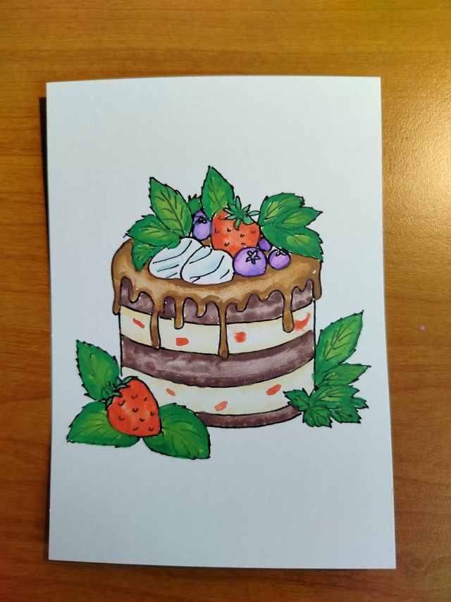 Aquarelle carte de voeux carte d'anniversaire illustration gâteau 