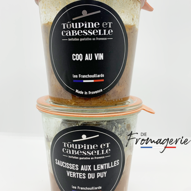 Französische Gerichte aus dem Glas