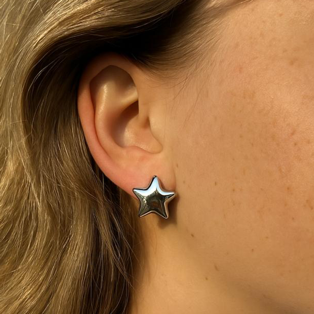 Oorbellen ster zilver 
