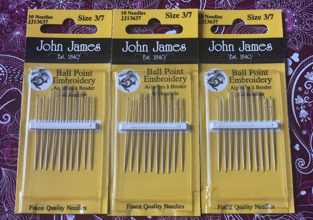 3 packs of John James Ball point Embroidery Needles 3 packs 