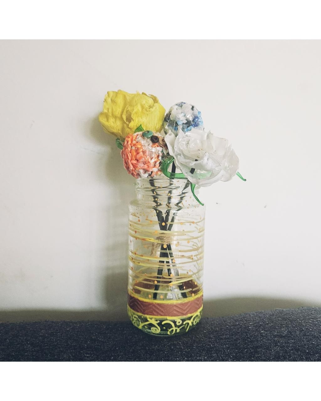 Flowers Diffuser Crochet Balls Bottles Glass Fragrance Containers Handpaint ECO Handmade