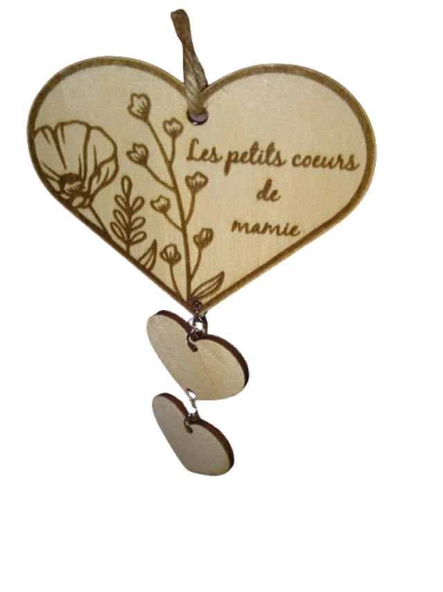 đ Les petits cĆurs de mamie en bois â dĂ©coration personnalisĂ©e Ă suspendre