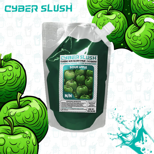 CyberSlush Sour Apple Syrup for Ninja® Slushi - Natural Flavour / Natural Colour / Natural Sweetness - 1L