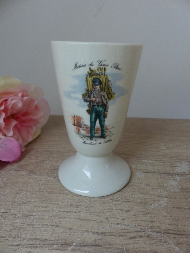 Ensemble de 4 mazagrans 'métiers du Vieux Paris', lot de quatre mugs, tasses, verres à café vintage décoration maison cuisine tradition