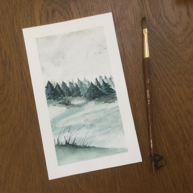 Aquarelle Forêt d’hiver 