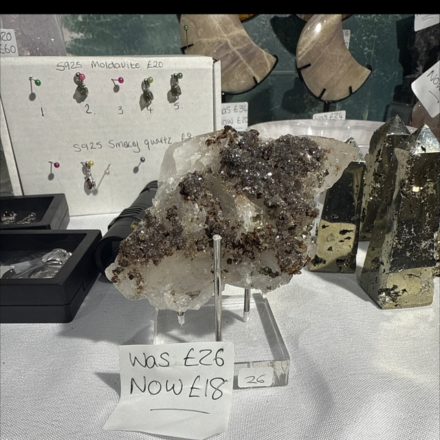 Quartz pyrite specimen with stand