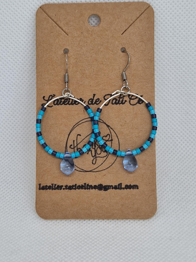 Créoles bleues et argentées