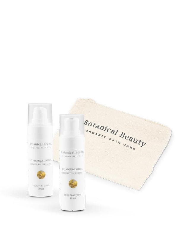 Toilettasje met mini Reinigingsmilk en - Lotion