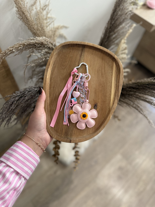 Porte-Clé Bijou de sac Fleur rose