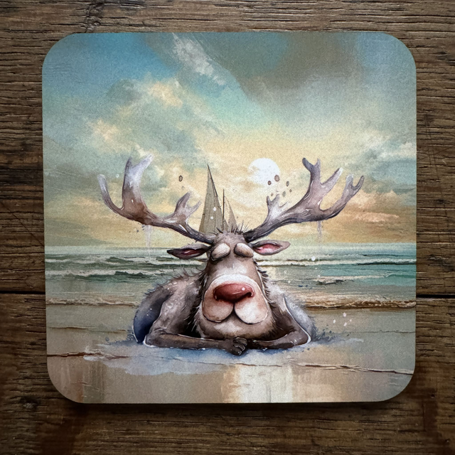 Christmas Coasters - Reindeers on Beach