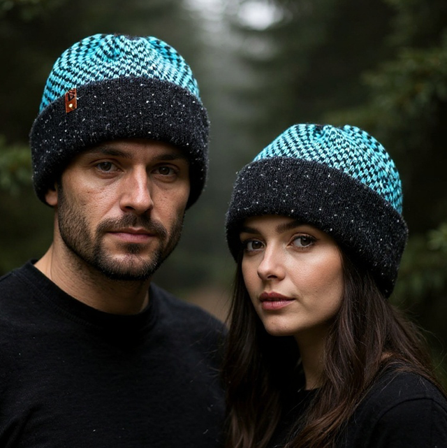 Soft Merino Wool Handmade Unisex Hat (Colour: Mint Chocolate Chip)