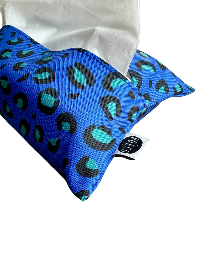 Pochette mouchoirs - LEOPARD ( bleu - turquoise) 