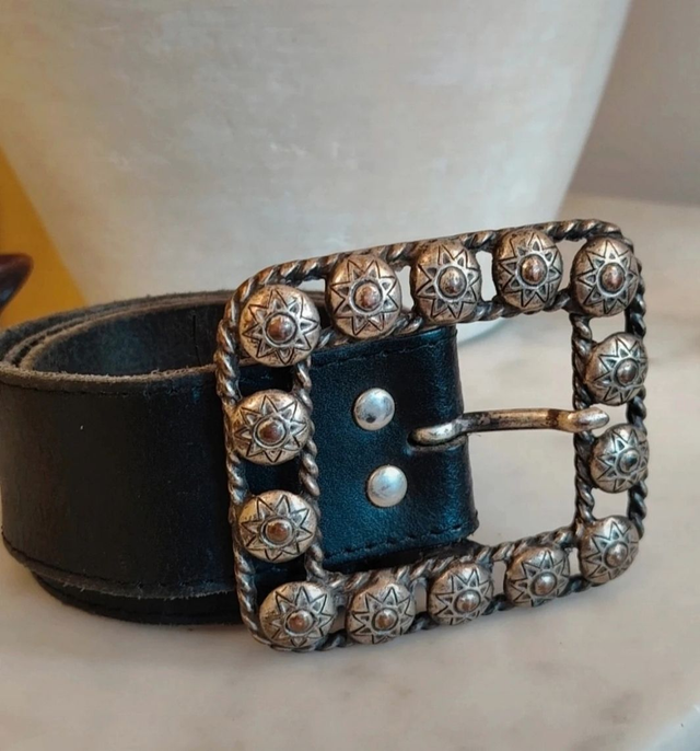 Ceinture vintage cuir noir