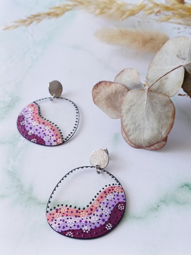 " Lilas " - Boucles d'oreilles Verres de lunettes
