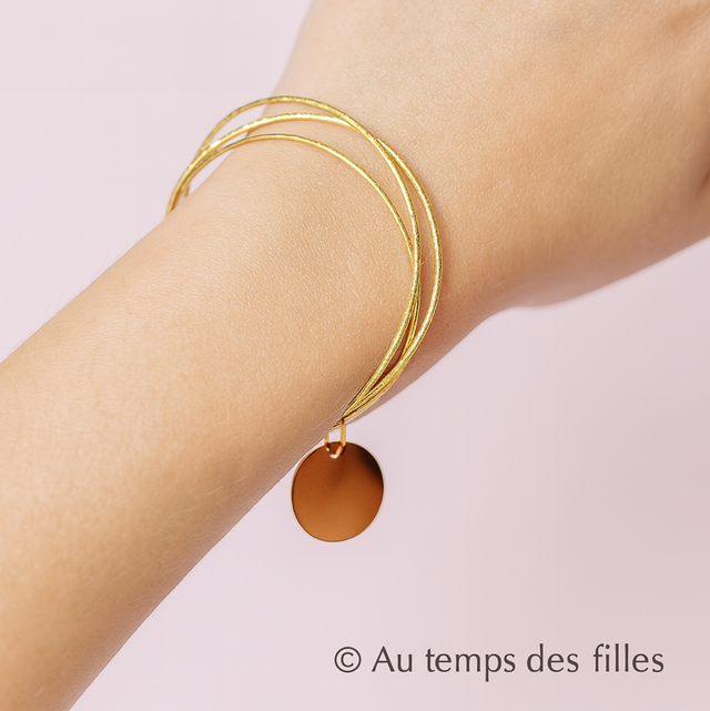 Bracelets fins or avec médaillon à graver 