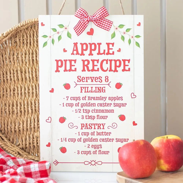Apple Pie Recipe Hanging Sign