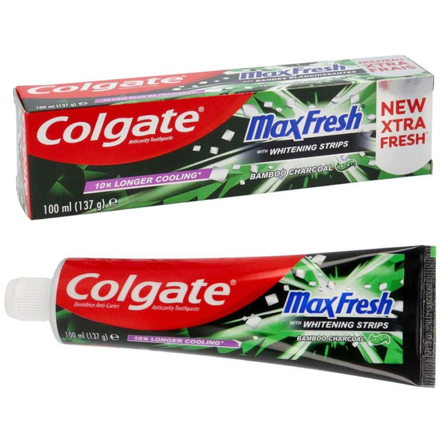 Colgate Max Fresh Bamboo Charcoal With Whitening Strips Toothpaste 100ml