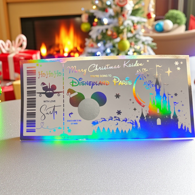Disneyland Paris Christmas scratch reveal boarding pass 