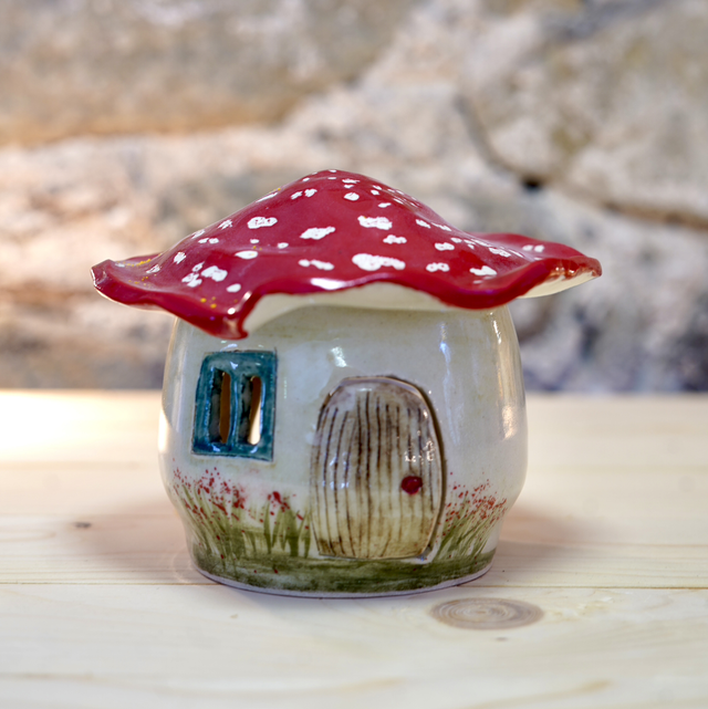 Mushroom House Candle Holder