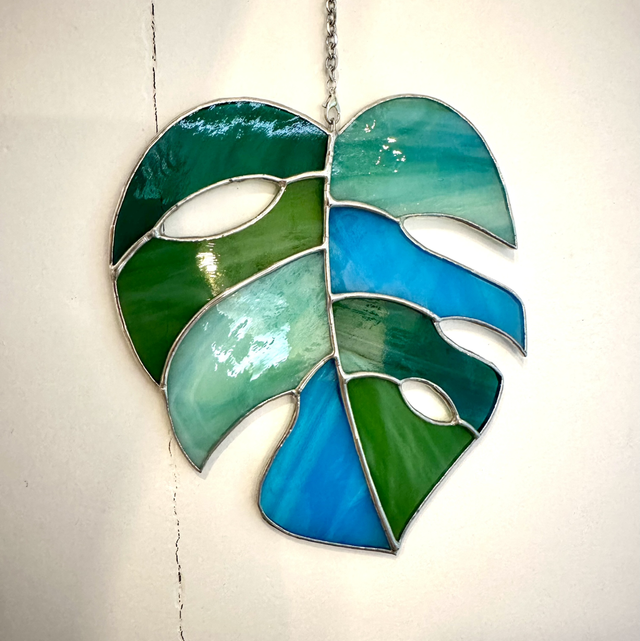 Feuille de Monstera (verte et bleue)