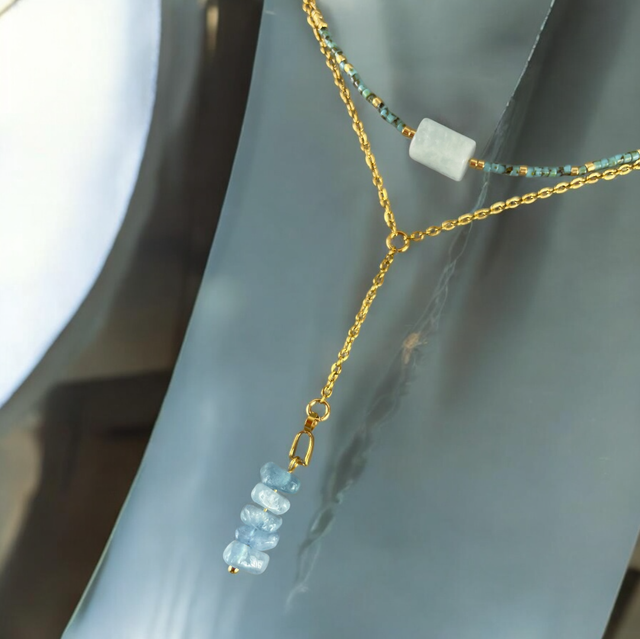 Collier pendentif Talisman Aigue Marine