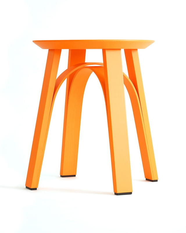 BENDER Hocker Esche, lackiert, Leuchtorange
