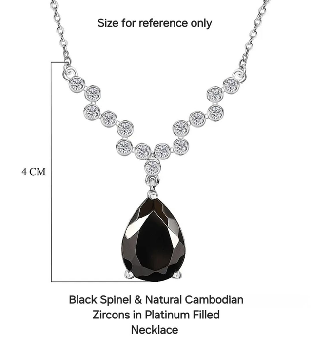 Beautiful Black Spinel & Natural Cambodian Zircons Necklace.