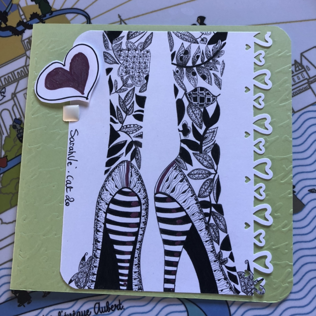 Carte - collection coeur rose - 13,5 x 13,5 cm