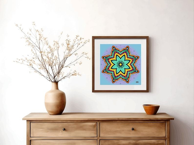 Mandala Floral Coloré – L’Art Zen qui Éveille Lumière et Harmonie Intérieure - Art mural coloré