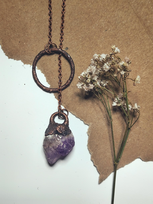 Amethyst Drop Chain Necklace 